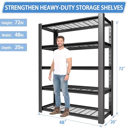 Heavy Duty Garage Shelving Unit with Wire Shelves, 3000 LBS Capacity, Adjustable Steel Rack L21633