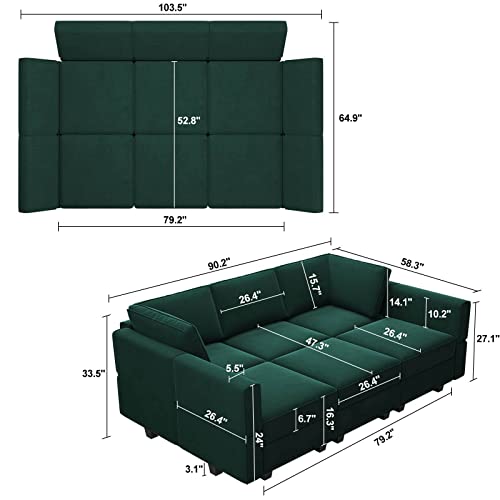 Modular Velvet Sectional Sofa with Chaise Lounge and Storage X4138