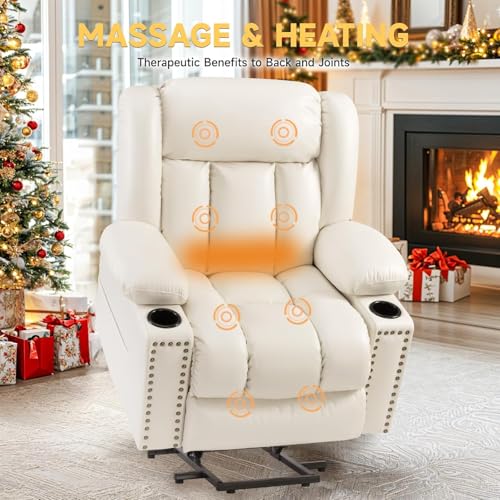 Power Lift Recliner Chair for Elderly with Heat and Massage, Adjustable Positions, Dark Brown P618617