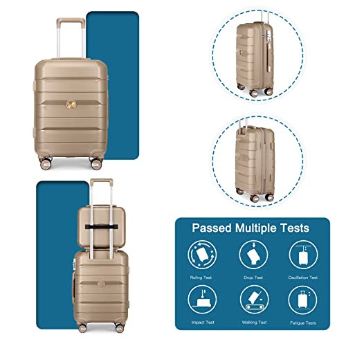 20" Carry On Luggage and 14" Mini Cosmetic Case Travel Set Lightweight Hardside Suitcase with Spinner Wheels F41633