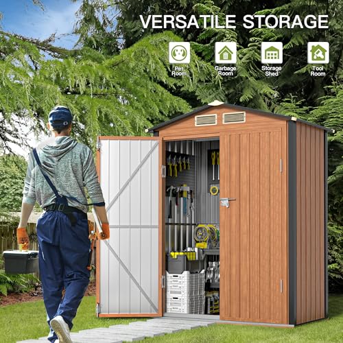 Metal Storage Shed 5x3 ft with Lockable Door for Garden and Backyard B82351