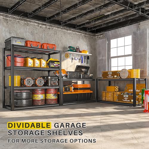 40" W Garage Shelving 2240 LBS Storage Shelves Adjustable Metal Heavy Duty 4 Tier R5651