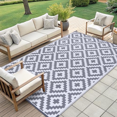 Waterproof Outdoor Rug 5x8 ft, Reversible Plastic Straw Patio Mat Z2613