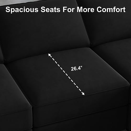 Modular Velvet Sectional Sofa with Chaise Lounge and Storage X4138