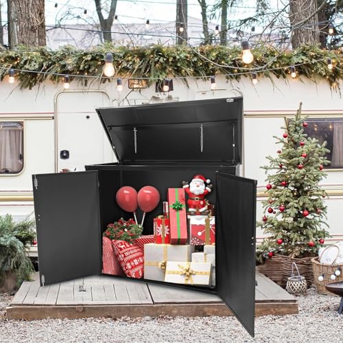 Outdoor Storage Shed, Resin Cabinet with Lockable Weatherproof Design O6489