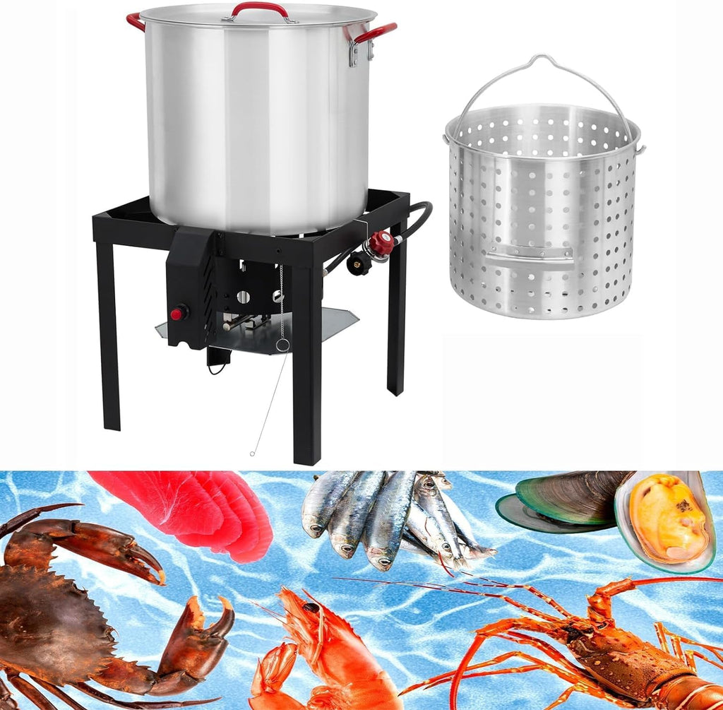 Seafood Boil Pot with Steam Basket and Propane Burner M618437