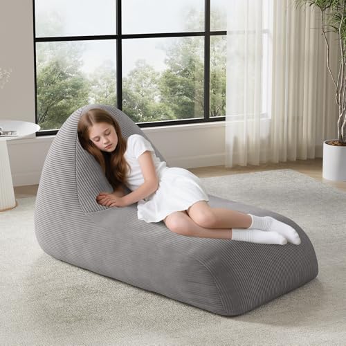 Unicorn Bean Bag Chair for Kids with Filler, Corduroy Floor Lounger, Pink W9694