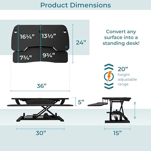 Electric Standing Desk Converter, Height Adjustable Sit to Stand Riser, Dual Monitor Workstation, Black Z74939