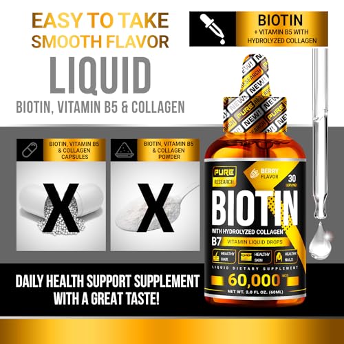 Biotin & Collagen 60,000mcg Hair Growth Liquid Drops J156390