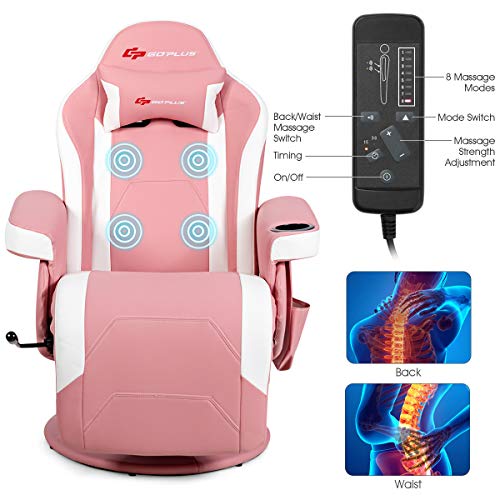 Massage Gaming Chair with Adjustable Backrest and Footrest G669073