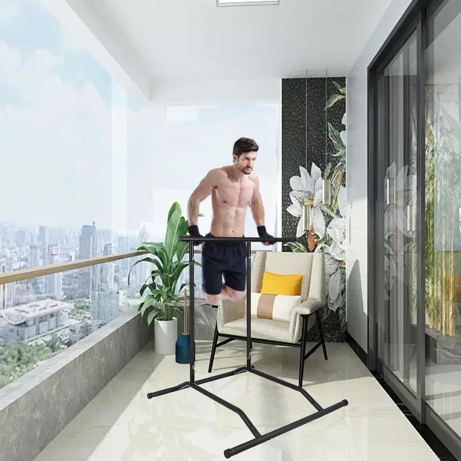 Pull Up Bar Dip Station Power Tower for Home Gym D893