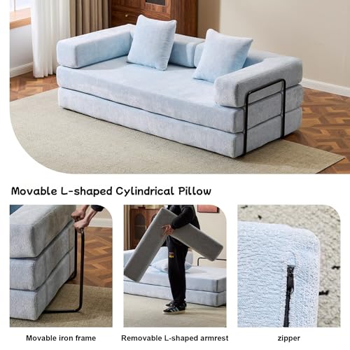 Foldable Floor Sofa Bed with Pillow Back and Armrest, Dark Gray S29408