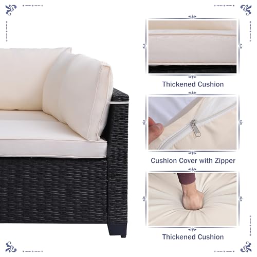 Outdoor Sectional Sofa Set with Cushions and Glass Coffee Table T1708
