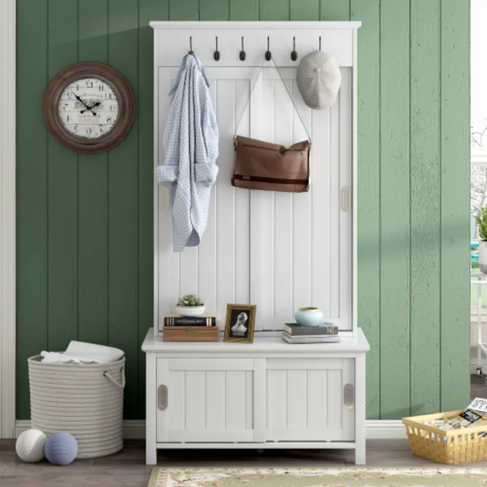 Hall Tree with Sliding Doors and Storage Bench D523
