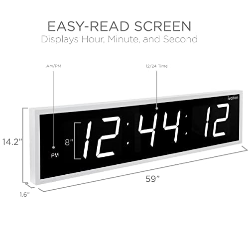 24" Digital LED Clock with Alarms, Countdown Timer & Temp - Shelf or Wall Mount (Blue) X639374