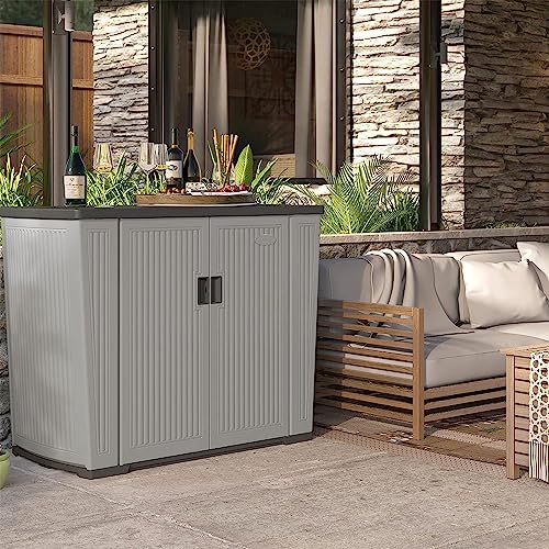 Outdoor Storage Shed for Patio and Garden, 130 Gallon, Dove Gray J61711