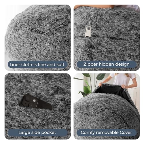 Giant Bean Bag Chair Bed for Adults, Convertible Floor Sofa Mattress R473823