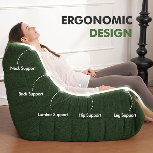 Bean Bag Chair for Adults with Memory Foam, Black Plush X409228