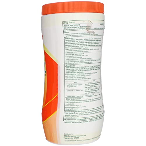 Fiber Therapy Powder for Occasional Constipation Relief, Orange Flavor, 30 oz (Pack of 3) P640
