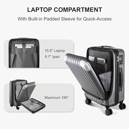 Carry On Luggage, 20" Hardside Spinner Suitcase with TSA Lock E464786