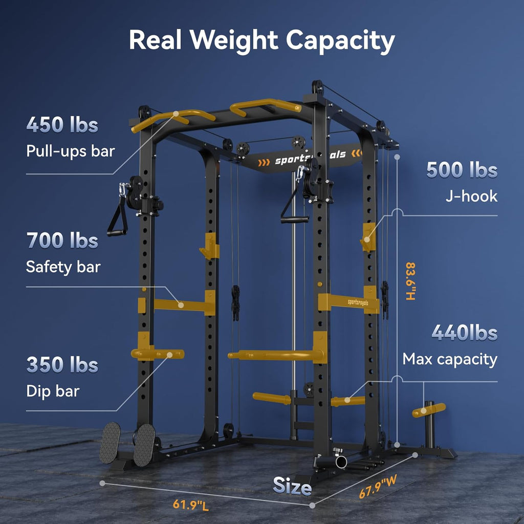 Power Cage with Adjustable Cable Crossover for Home Gym X896