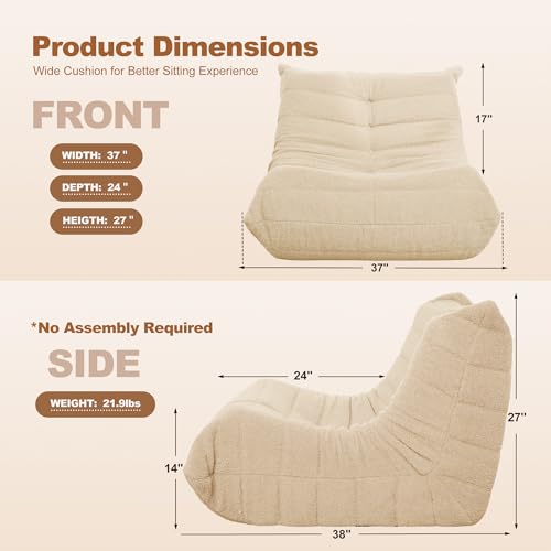 Bean Bag Chair for Adults with Memory Foam, Black Plush X409228