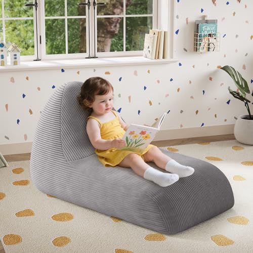 Unicorn Bean Bag Chair for Kids with Filler, Corduroy Floor Lounger, Pink W9694