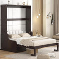 Murphy Bed Queen Size with Cushion, Foldable Sofa Bed Frame with Slat Support, White C2974