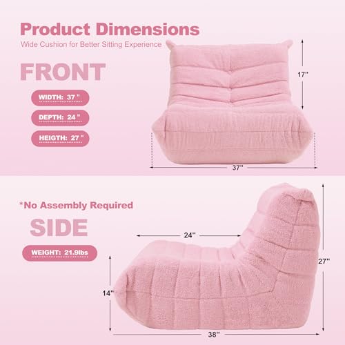 Bean Bag Chair for Adults with Memory Foam, Black Plush X409228