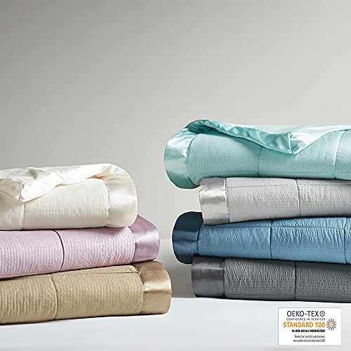 Oversized King Taupe Lightweight Down Alternative Blanket with Satin Trim X335