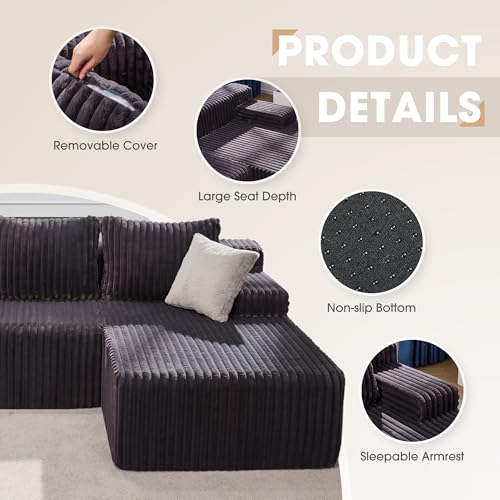 Modular L-Shape Sectional Sofa with Oversized Chaise A47792