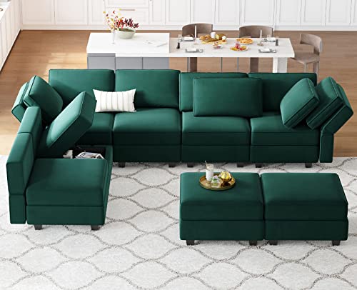 Modular Velvet Sectional Sofa with Chaise Lounge and Storage X4138