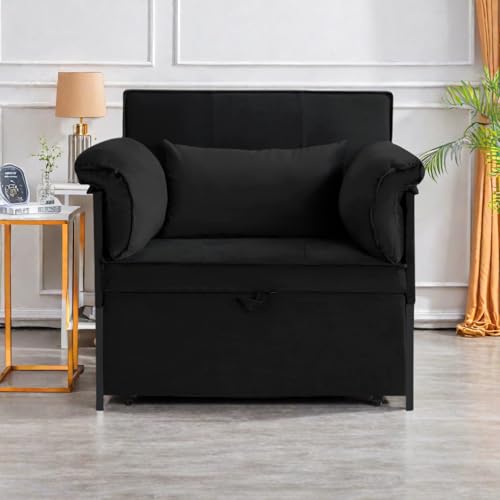 Sleeper Sofa Bed with Side Pocket, Convertible Futon Couch for Living Room X8857