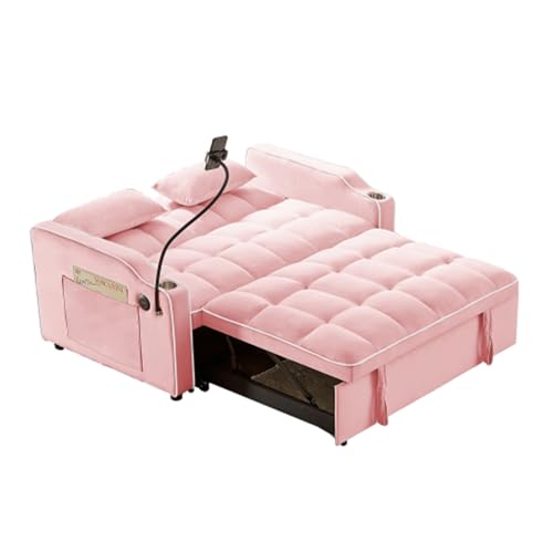 Convertible Sofa Bed, 3 in 1 Velvet Sleeper with Adjustable Backrest, Gray K13376