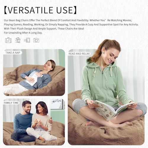 Bean Bag Chair for Adults 3FT, Soft Removable Cover, Light Gray X3039
