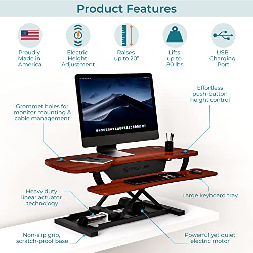 Electric Standing Desk Converter, Height Adjustable Sit to Stand Riser, Dual Monitor Workstation, Black Z74939