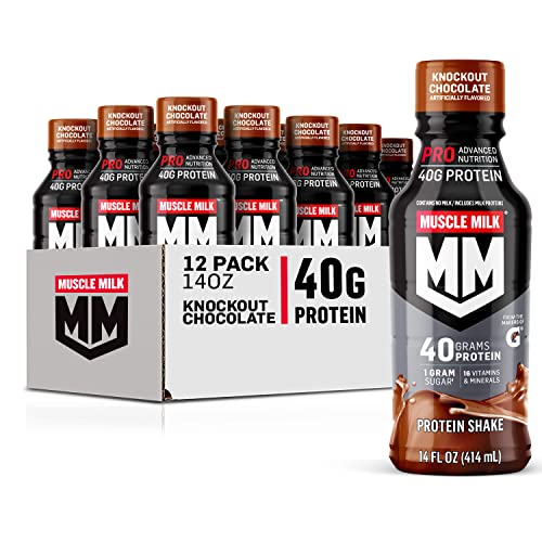 Protein Shake, Knockout Chocolate, 14 Fl Oz, 12 Pack, 40g Protein Q154163