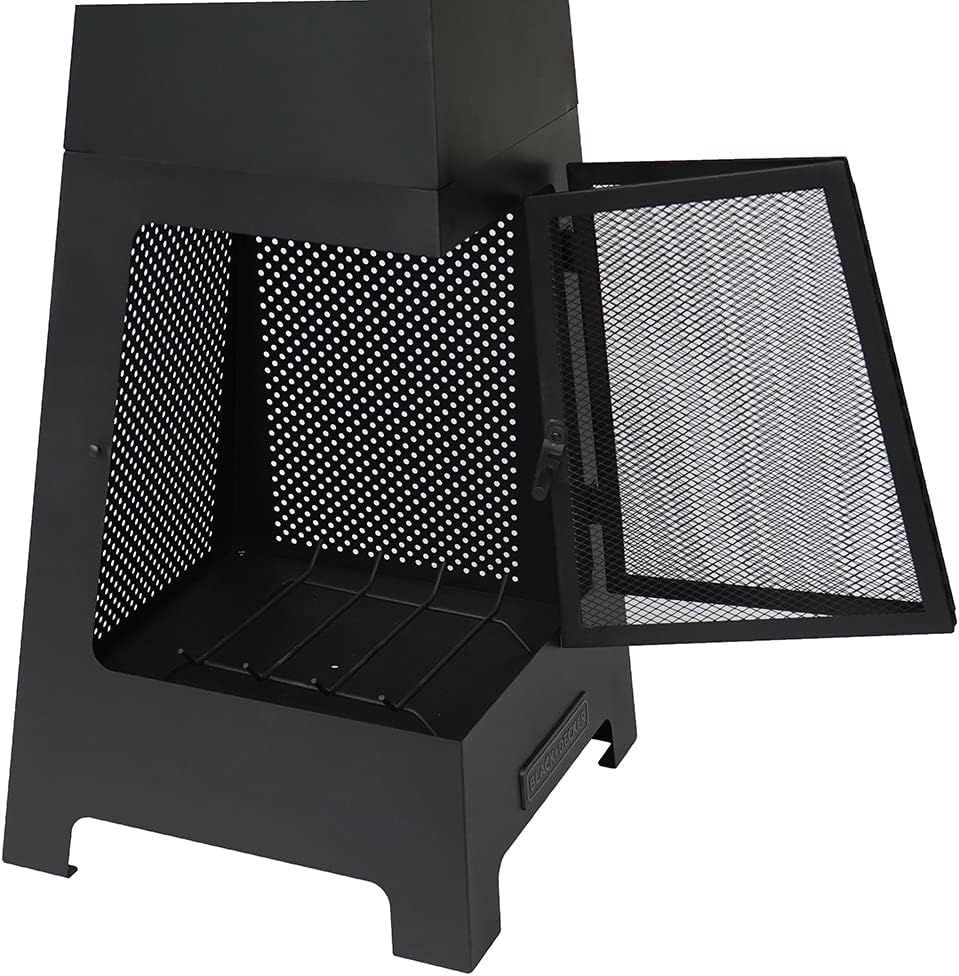 Outdoor Woodburning Chiminea Fireplace with Hinged Mesh Doors Y297