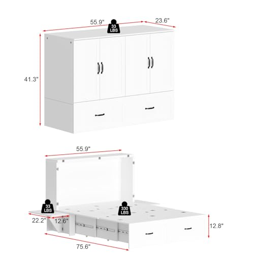 Twin Murphy Bed with Charging Station and Drawer R7073