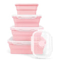 4 Pieces Collapsible Food Storage Containers, Foldable Silicone Lunch Box with Airtight Lids, Stackable Meal Prep Containers for Kitchen and Travel, Microwave & Freezer Safe, Green