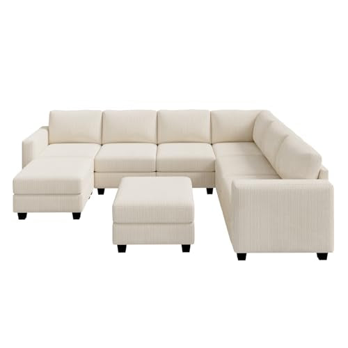Corduroy Modular Sectional Couch with Storage, L-Shaped, 6 Seater, Dark Gray X823135