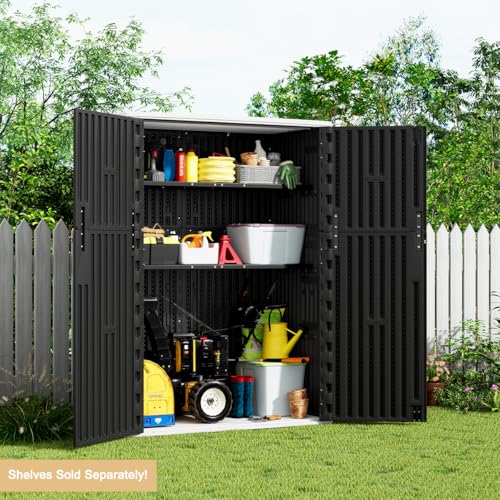 Outdoor Vertical Storage Shed, 57 Cu.ft, Waterproof, Lockable, Brown G868262