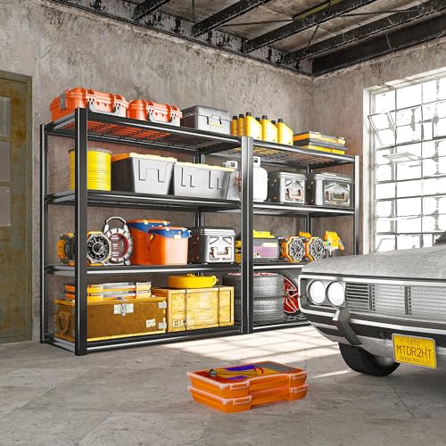 40" W Garage Shelving 2240 LBS Storage Shelves Adjustable Metal Heavy Duty 4 Tier R5651