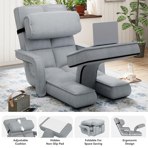 Folding Floor Chair with Adjustable Backrest, Portable Recliner Seat for Adults N6716