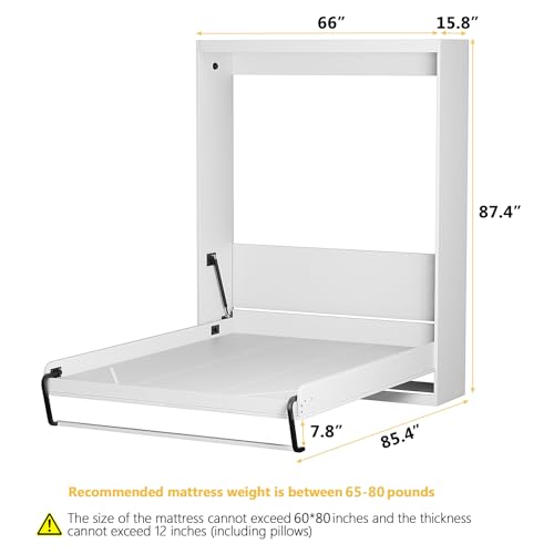 Twin Size Murphy Wall Bed, White, Space-Saving X16799