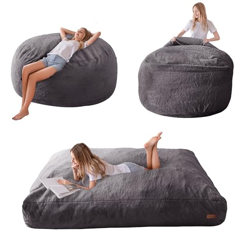 Giant Bean Bag Chair Bed for Adults, Convertible Floor Sofa Mattress R473823