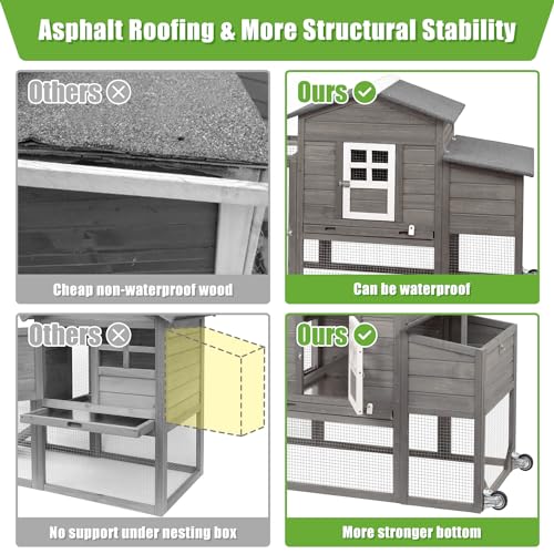 Wooden Chicken Coop with Nesting Box, Waterproof Roof, Removable Tray D22794