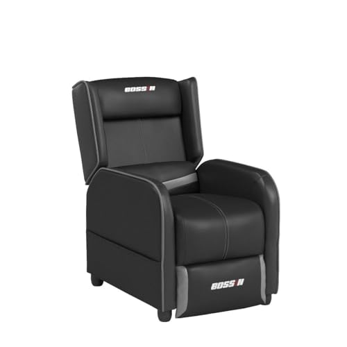 Gaming Recliner Chair for Adults, PU Leather Ergonomic Racing Style, Grey B7581