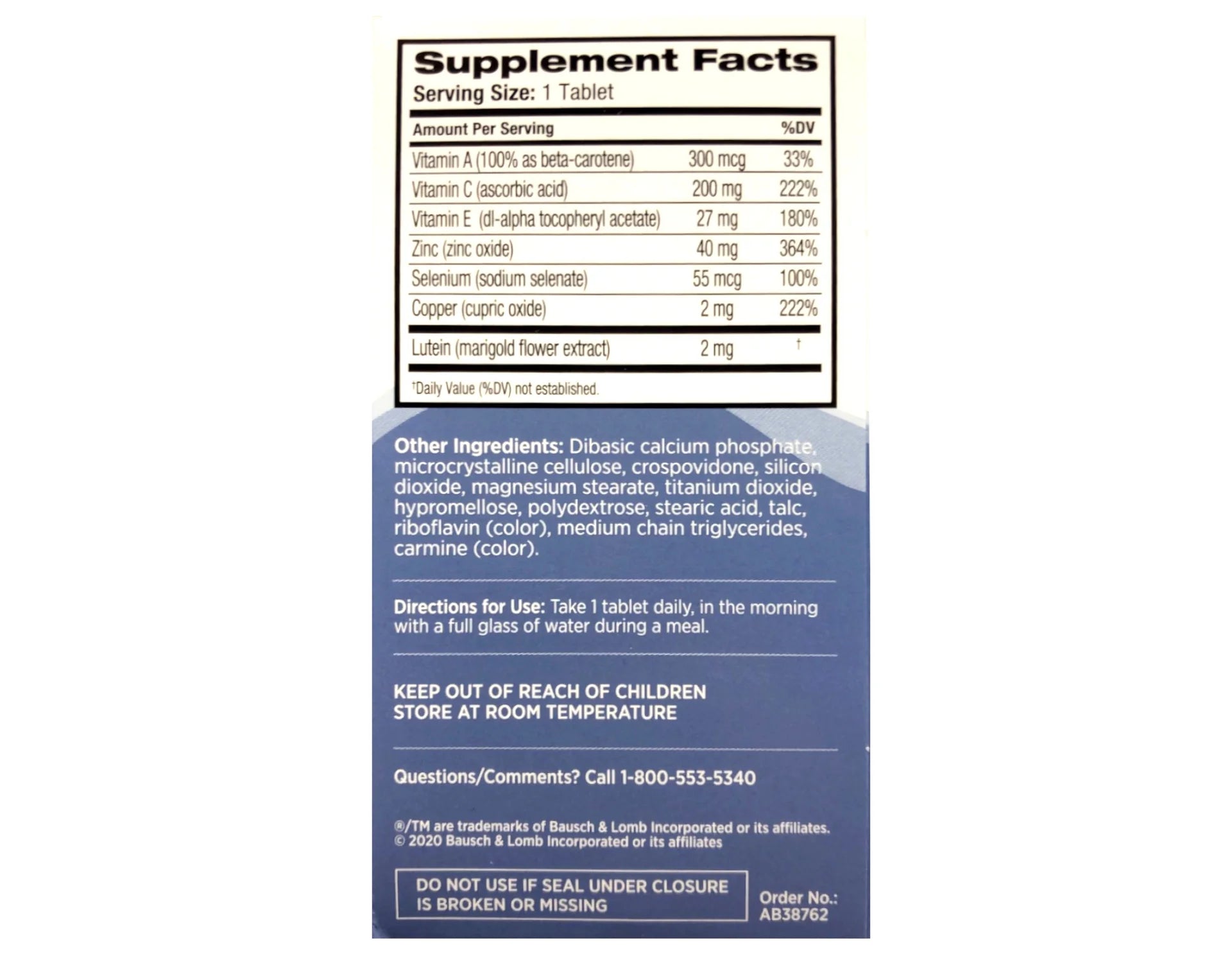 Vitamin & Mineral Supplement Tablets with Lutein, 120 Count (Pack of 2) X940