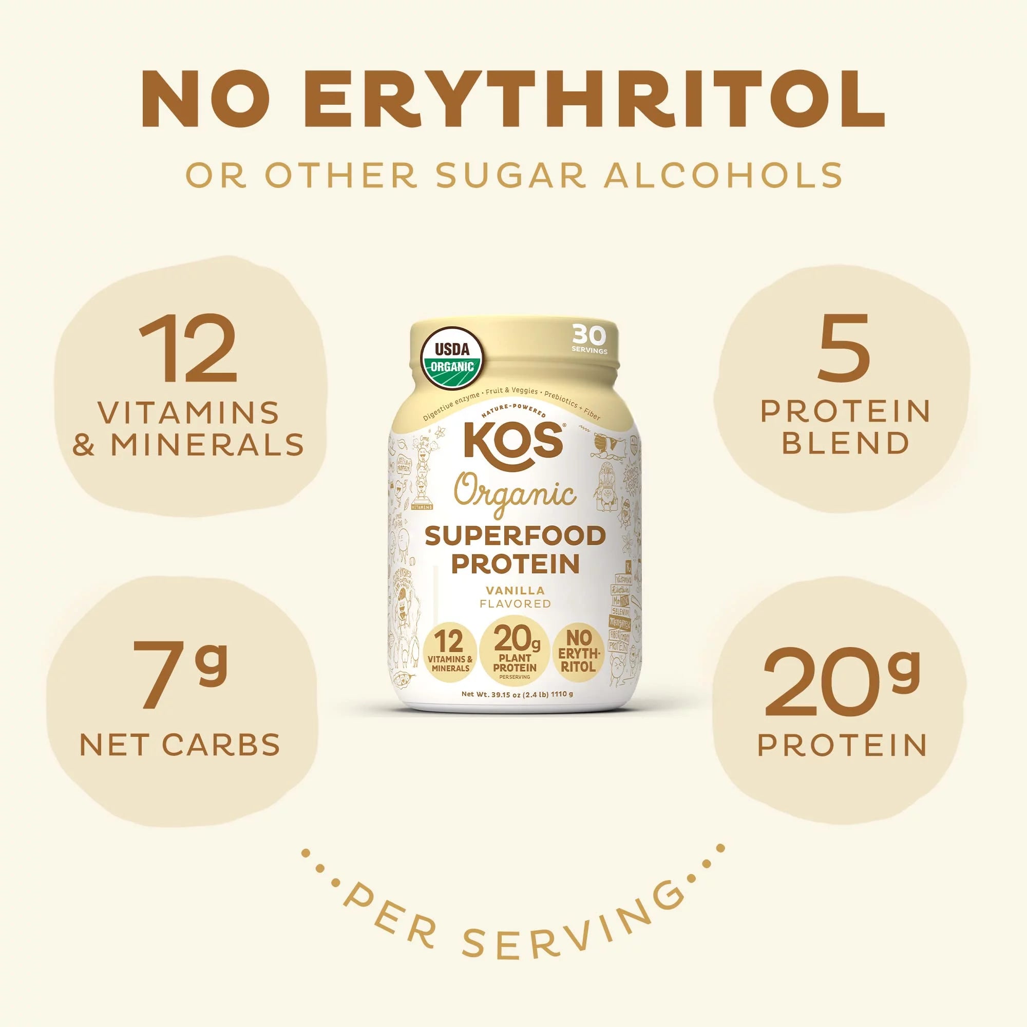 Vanilla Organic Vegan Protein Powder, Plant Based, Dairy Free X17478